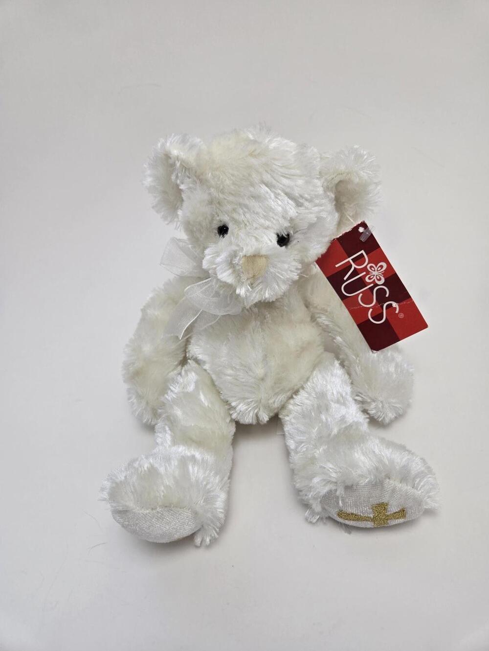 Russ “Faith” the Teddy Bear with Cross, Vintage Plush (8 inch)